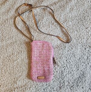 Vera Bradley Pink Woven Crossbody Phone Wallet